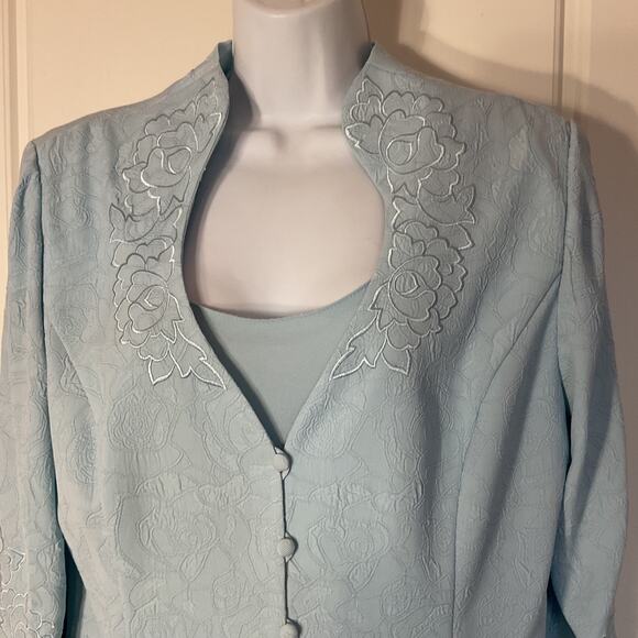 Mother/Grandmother of the Bride Blue 2pc Long Formal Gown w/Jacket 12 - Picture 3 of 10